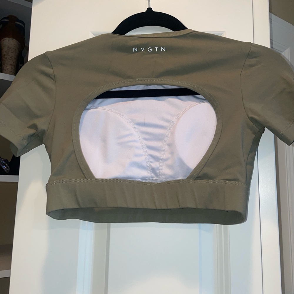 NVGTN Olive Green Open-Back Crop Top